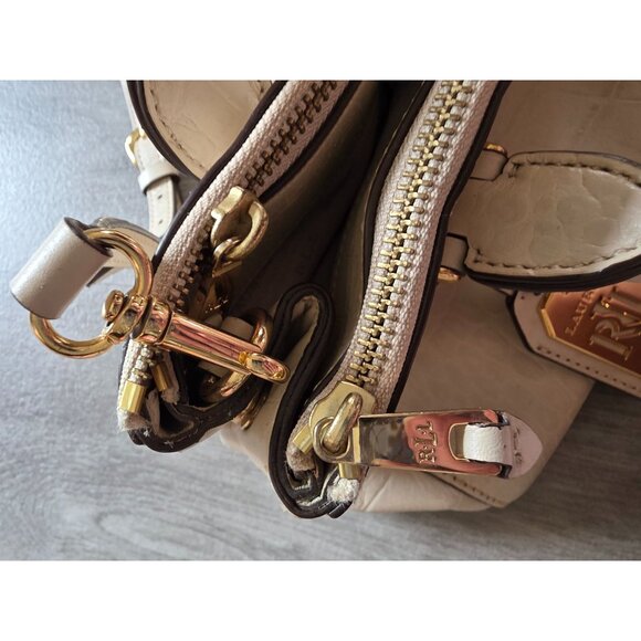Lauren Ralph Lauren Lanesborough Double Zip Shopper Embossed Leather Croc Bag - Picture 7 of 13